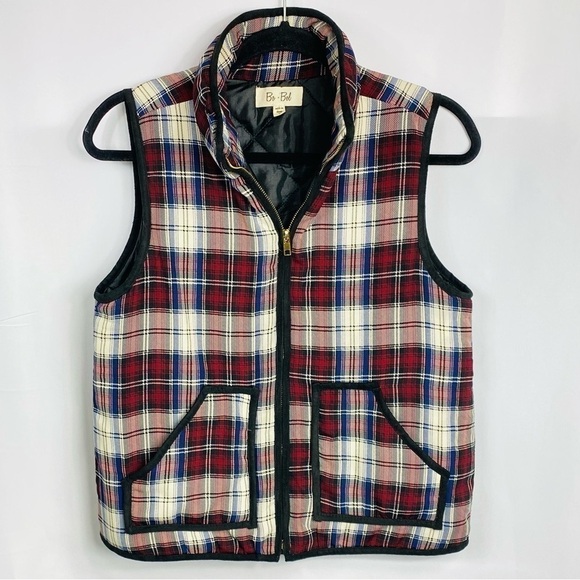 Bo Bel Jackets & Blazers - Bo Bel Women’s Sz Small Multi Color Plaid Quilted Puffer Zippered Vest